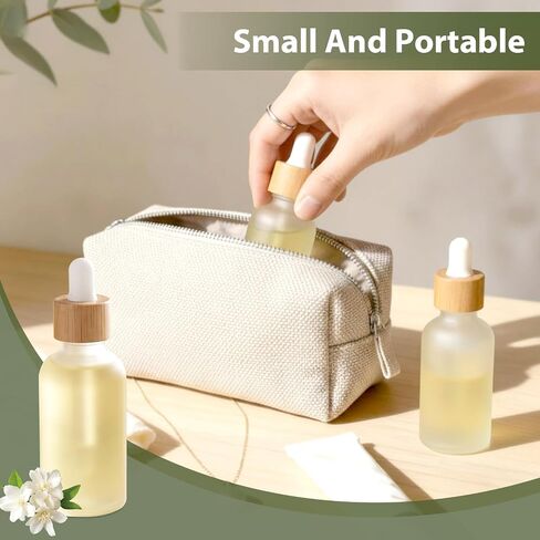 18 Pack 2 oz Frosted Glass Dropper Bottle Dropper Bottles with Funnels, Pipettes & Labels, Natural Bamboo Cap for Essential Oils, Colognes & Perfume, DIY Liquids, Skincare & Sample Storage in Kuwait