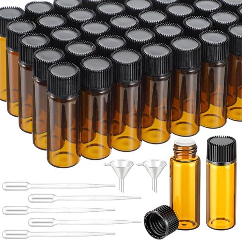 150 Pcs Mini Oil Bottles 5ml Essential Oil Bottles Amber Glass Small Sample Bottle with Orifice Reducers Funnels Droppers for Travel Sample Storage in Kuwait