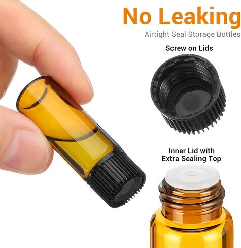 150 Pcs Mini Oil Bottles 5ml Essential Oil Bottles Amber Glass Small Sample Bottle with Orifice Reducers Funnels Droppers for Travel Sample Storage in Kuwait