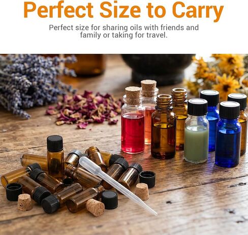 150 Pcs Mini Oil Bottles 5ml Essential Oil Bottles Amber Glass Small Sample Bottle with Orifice Reducers Funnels Droppers for Travel Sample Storage in Kuwait