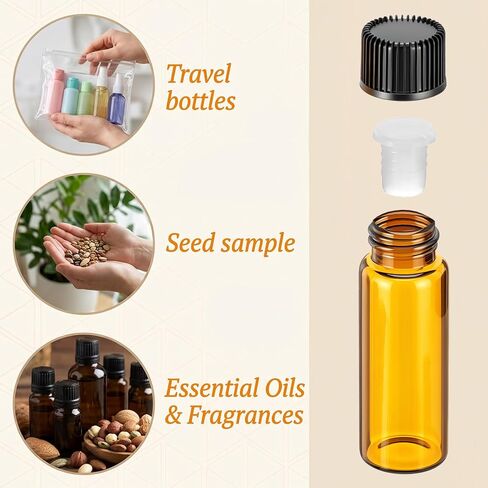 150 Pcs Mini Oil Bottles 5ml Essential Oil Bottles Amber Glass Small Sample Bottle with Orifice Reducers Funnels Droppers for Travel Sample Storage in Kuwait