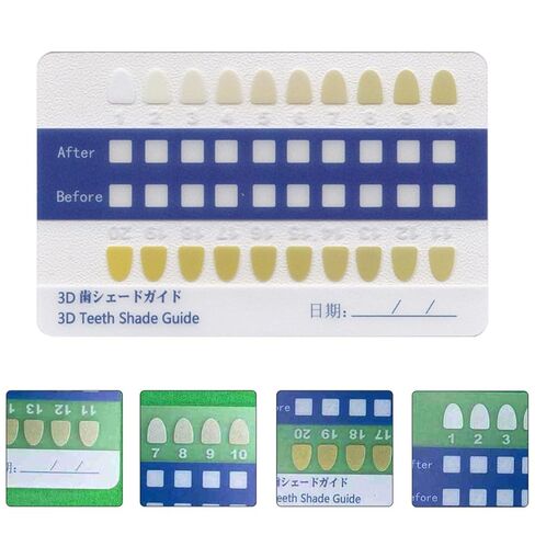 PVC Teeth Shade Guide 20pcs Set, Frosted Long Strip Tooth Shades Cards for Professional Dental Use, Oral Supply Contrast Chart for Accurate Color Matching in Kuwait