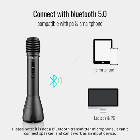 TAKSTAR DA10 Bluetooth Wireless Microphone & Voice Amplifier, Portable Karaoke Wireless Mic Speaker, Handheld Microphone Loudspeaker for Singing, Home Party, Meeting, Outdoors, Speech, Party in Kuwait