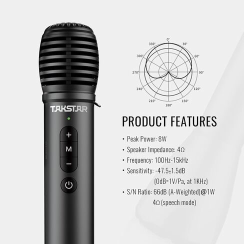 TAKSTAR DA10 Bluetooth Wireless Microphone & Voice Amplifier, Portable Karaoke Wireless Mic Speaker, Handheld Microphone Loudspeaker for Singing, Home Party, Meeting, Outdoors, Speech, Party in Kuwait