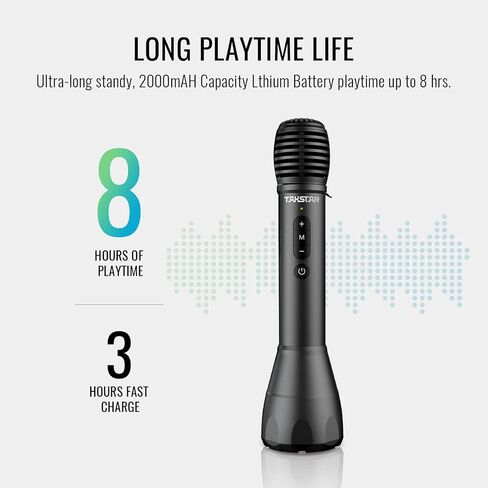 TAKSTAR DA10 Bluetooth Wireless Microphone & Voice Amplifier, Portable Karaoke Wireless Mic Speaker, Handheld Microphone Loudspeaker for Singing, Home Party, Meeting, Outdoors, Speech, Party in Kuwait