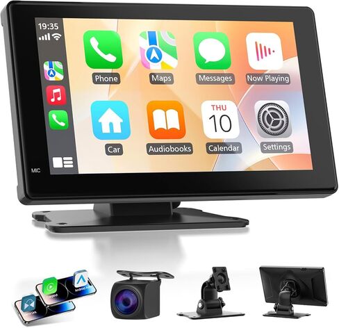 7" Portable Wireless CarPlay & Android Auto Car Stereo with Backup Camera, 7" HD Touch Screen, GPS, Voice Control, Plug & Play for Older Cars - Universal Fit in Saudi Arabia