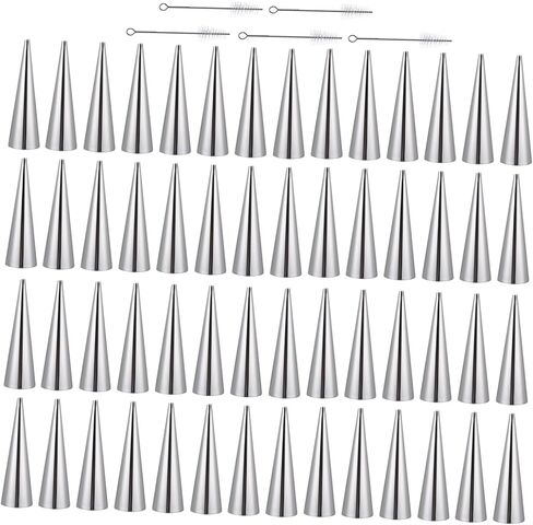 Sewroro 80pcs Stainless Steel Cream Horn Molds for Baking Pastry Horns and Cannoli Tubes with Brushes, Conical Shape, Smooth Edges, Sturdy Material for Professional Chefs and Home Bakers in Saudi Arabia