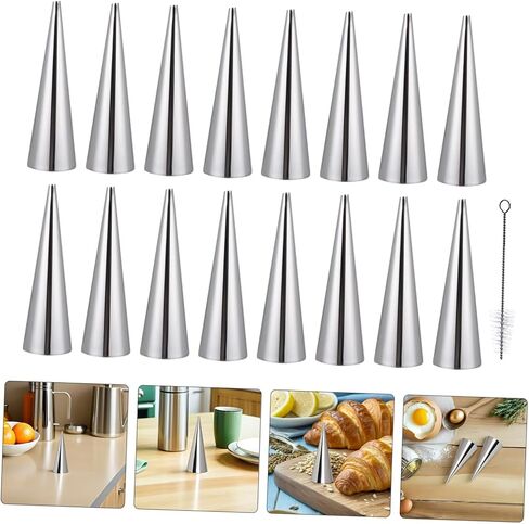 Sewroro 80pcs Stainless Steel Cream Horn Molds for Baking Pastry Horns and Cannoli Tubes with Brushes, Conical Shape, Smooth Edges, Sturdy Material for Professional Chefs and Home Bakers in Saudi Arabia