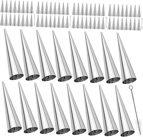 80pcs Stainless Steel Cream Horn Molds Baking Cones with Comfortable Grip and Smooth Edges, Conical Pastry Horns for Baking Croissants with Cleaning Brushes, for Home Bakers in Kuwait