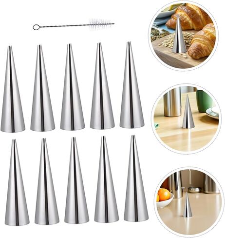 80pcs Stainless Steel Cream Horn Molds Baking Cones with Comfortable Grip and Smooth Edges, Conical Pastry Horns for Baking Croissants with Cleaning Brushes, for Home Bakers in Kuwait