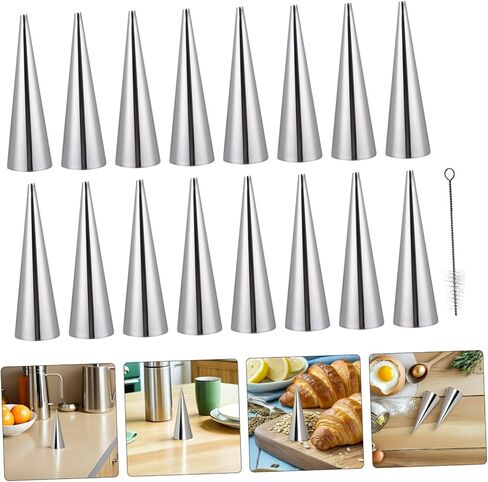 80pcs Stainless Steel Cream Horn Molds Baking Cones with Comfortable Grip and Smooth Edges, Conical Pastry Horns for Baking Croissants with Cleaning Brushes, for Home Bakers in Kuwait