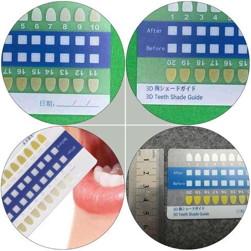 BESTonZON PVC Long Strip Tooth Shade Guide 20pcs Color Contrast Cards for Professional Color Matching Oral Supplies in Kuwait