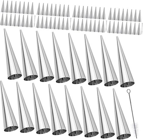 jojofuny 85pcs Stainless Steel Cone Roll Croissant Molds with 5 Cleaning Brush Sets, Conical Cream Horn Pastry Baking Tools for Danish Puff Pastry and Dessert Making in Kuwait