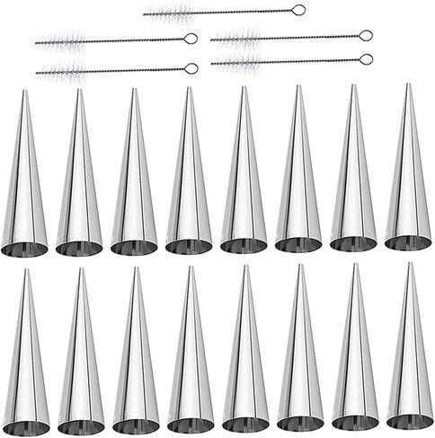 Totority 80pcs Stainless Steel Cream Horn Mold Set with Brushes, Silver Conical Croissant Baking Tools for Home Bakers and Professional Chefs, Sturdy Material and Safe Handling for Baking in Kuwait