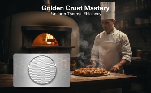 Pizza Screen, 14 Inch Round Aluminum Mesh for Oven and Grill, Metal Screen with Seamless Rim and Diamond Mesh, Professional Pizza Crisper Pan for Commercial Baking and Home Kitchen in Kuwait