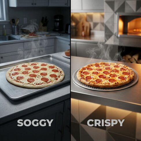 Pizza Screen, 14 Inch Round Aluminum Mesh for Oven and Grill, Metal Screen with Seamless Rim and Diamond Mesh, Professional Pizza Crisper Pan for Commercial Baking and Home Kitchen in Kuwait