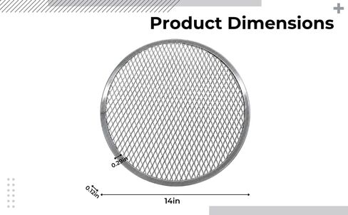 Pizza Screen, 14 Inch Round Aluminum Mesh for Oven and Grill, Metal Screen with Seamless Rim and Diamond Mesh, Professional Pizza Crisper Pan for Commercial Baking and Home Kitchen in Kuwait