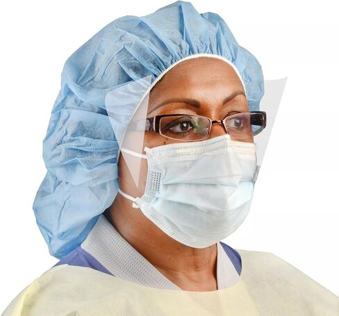 قناع الإجراء CARDINAL HEALTH™ AT7511-WE من المستوى الأول مع واقي للعين، وحلقات للأذن، أزرق، صندوق مكون من 25 قطعة in Kuwait