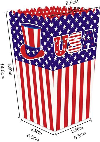 12 Pcs 4th of July Party Popcorn Boxes Independence Day Popcorn Bags Buckets Party Supplies Decorations in Kuwait