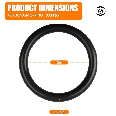 5 Pack 405 Buna-N O-Ring, 2 Inch O Ring Rubber​ for Industrial Seals, 70A | 2" ID, 2-1/2" OD, 1/4" Width, AS568A Standard in Kuwait
