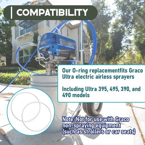 4 عبوات 117285 حلقة دائرية بديلة تناسب رشاشات سلسلة Graco Ultra 395 495 390 490، تستبدل 15-2739 و117-285 والمزيد in Kuwait