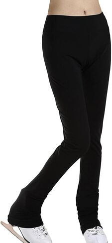 Ice Figure Skating Practice Long Pants Women Girls' Warm Tights Trousers, Black, XS in Kuwait