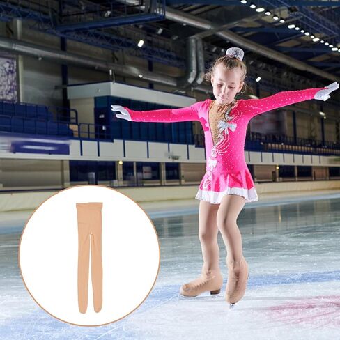 Skating Pantyhose Brown with Rhinestones, Thickened Warming Tights for Women, Ice Skating Leggings for Winter Sports in Kuwait