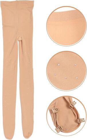 Skating Pantyhose Brown with Rhinestones, Thickened Warming Tights for Women, Ice Skating Leggings for Winter Sports in Kuwait