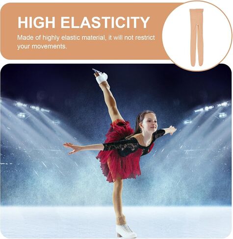 Skating Pantyhose Brown with Rhinestones, Thickened Warming Tights for Women, Ice Skating Leggings for Winter Sports in Kuwait