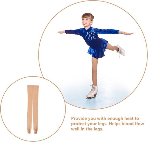 Skating Pantyhose Brown with Rhinestones, Thickened Warming Tights for Women, Ice Skating Leggings for Winter Sports in Kuwait