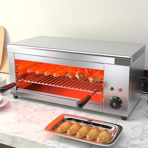 2000W Salamr Broiler Oven, Electric Commercial Cheese Melter Grill, Adjustable Temperature 50-300°C, 4 Rack Positions, Stainless Steel Countertop for Melting Cheese & Grilling Steaks in Kuwait