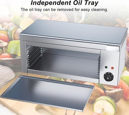 2000W Salamr Broiler Oven, Electric Commercial Cheese Melter Grill, Adjustable Temperature 50-300°C, 4 Rack Positions, Stainless Steel Countertop for Melting Cheese & Grilling Steaks in Kuwait