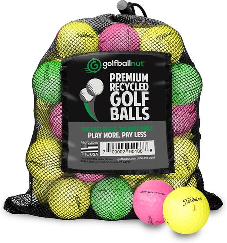 كرات جولف معاد تدويرها لمزيج ألوان Titleist - كرات جولف مستعملة بحالة جيدة - تتضمن حقيبة شبكية - عبوة (24-48)، متعددة الألوان in Kuwait