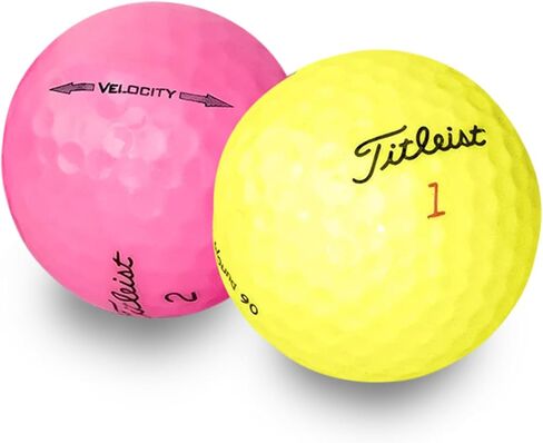 كرات جولف معاد تدويرها لمزيج ألوان Titleist - كرات جولف مستعملة بحالة جيدة - تتضمن حقيبة شبكية - عبوة (24-48)، متعددة الألوان in Kuwait