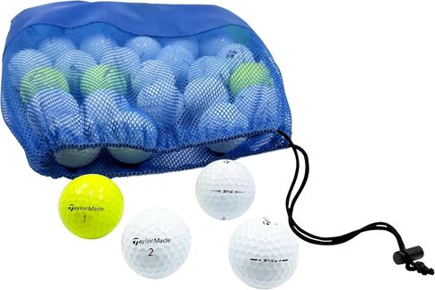 50 مزيج كرات جولف مستعملة ومعاد تدويرها من Taylormade TP5 / TP5X - كرات جولف مستعملة ومعاد تدويرها ممتازة - حالة جيدة - تتضمن حقيبة حمل شبكية قابلة لإعادة الاستخدام in Kuwait