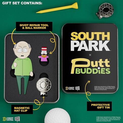 أداة South Park Mr. Garrison Golf Divot وMr. Hat Ball Marker - مجموعة هدايا الجولف المغناطيسية القابلة للتجميع مع مشبك قبعة وقصدير للاعبي الغولف in Kuwait