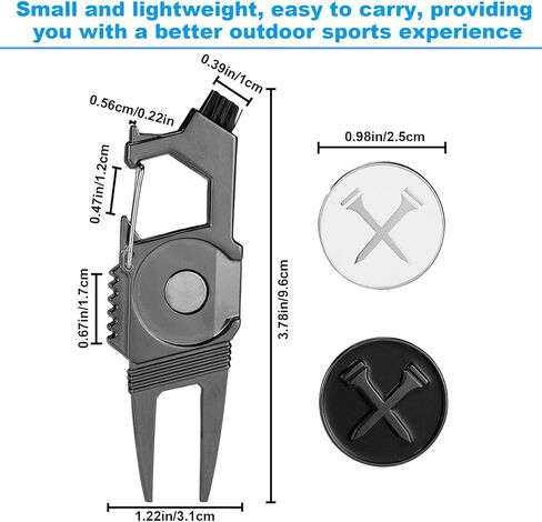 2pcs 7-in-1 Golf Divot Repair Tool and Ball Marker, Multifunctional Divot Tool Fixer with Brush & Thin Tines Groove Cleaner Golf Accessories for Men Golfers Gifts in Kuwait