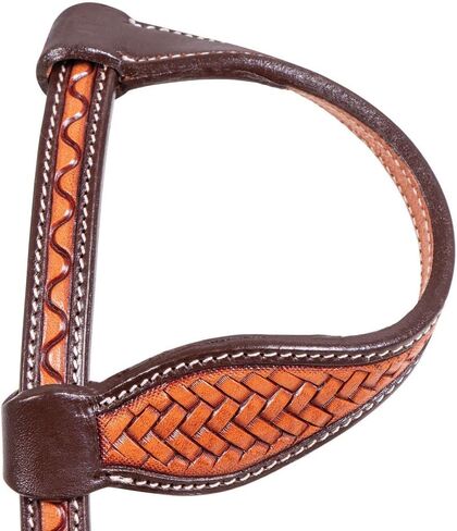 Schneiders Double S One Ear Bosal Set | Complete One Ear Bosal Set, Adjustable Size, Comfortable for Sensitive Noses, Basketweave Tooled Design, Soft Poly Mecate | in Kuwait