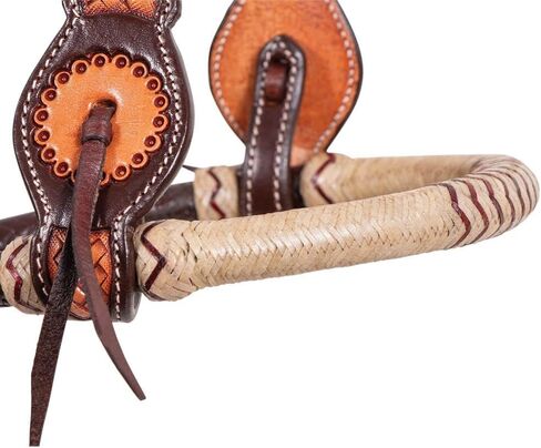 Schneiders Double S One Ear Bosal Set | Complete One Ear Bosal Set, Adjustable Size, Comfortable for Sensitive Noses, Basketweave Tooled Design, Soft Poly Mecate | in Kuwait