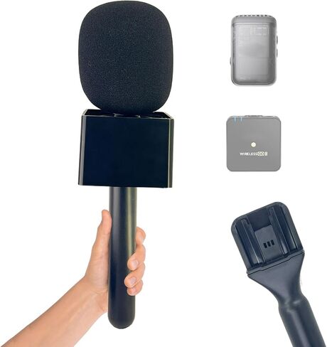 Handheld Mic Grip Stand for DJI Mic 1/2 & Rode Wireless Go | Universal Mic Holder with Windshield for Mics, Ideal for Vlogging, Interview, Podcast & Content Creation in Kuwait