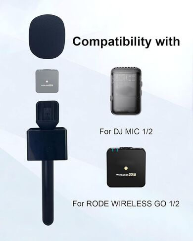 Handheld Mic Grip Stand for DJI Mic 1/2 & Rode Wireless Go | Universal Mic Holder with Windshield for Mics, Ideal for Vlogging, Interview, Podcast & Content Creation in Kuwait