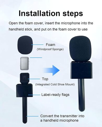 Handheld Mic Grip Stand for DJI Mic 1/2 & Rode Wireless Go | Universal Mic Holder with Windshield for Mics, Ideal for Vlogging, Interview, Podcast & Content Creation in Kuwait