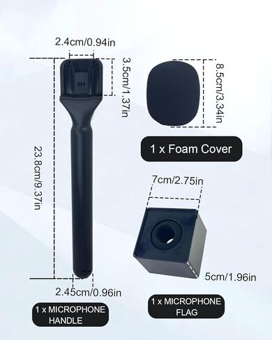 Handheld Mic Grip Stand for DJI Mic 1/2 & Rode Wireless Go | Universal Mic Holder with Windshield for Mics, Ideal for Vlogging, Interview, Podcast & Content Creation in Kuwait