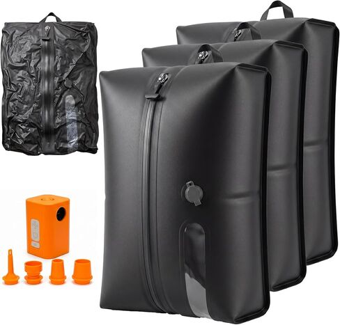Travel Vacuum Bags with Pump, 18L Carry On Size Vacuum Compression Bags for Travel, Reusable Space Saver Luggage Vacuum Seal Kit with Rechargeable Electric Pump，Black Set (2-Pack) in Kuwait