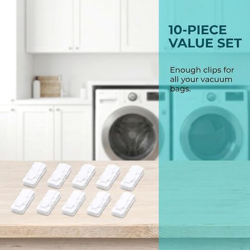 SmallCat 10 Pack Storage Bags Sealing Clip, Vacuum Storage Bags Sealing Clip Reusable Zipper Labor Saver Sliding Grip for Bags Space Saving Clothes Bedding and Food Preservation in Kuwait