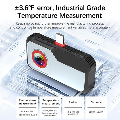 Thermal Camera for Android, ISR 512x384 Image Super-Resolution Fully Adjustable, 256X192 IR Resolution Thermal Imaging Camera, 25Hz Uncooled VOx IRFPA Thermal Alert in Kuwait