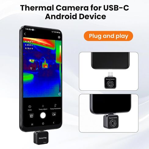 كاميرا حرارية 128x96 Android IR Imager للكشف عن التسرب | -10 درجة مئوية إلى 450 درجة مئوية (14 درجة فهرنهايت -842 درجة فهرنهايت)، 10 لوحات ألوان، لفحص المنزل، والتدفئة والتهوية وتكييف الهواء (HVAC)، والتشخيصات الكهربائية والسباكة in Kuwait