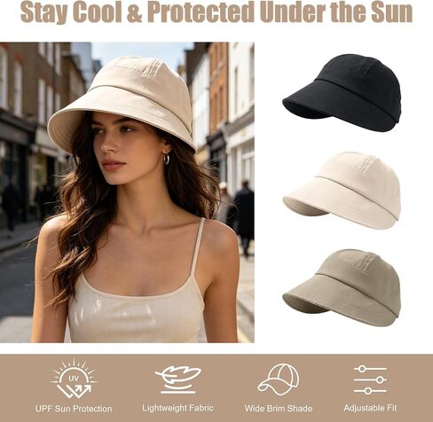 Wide Brim Baseball Cap for Women & Men, UPF Sun Protection Adjustable Hat for Hiking, Camping, Beach in Kuwait