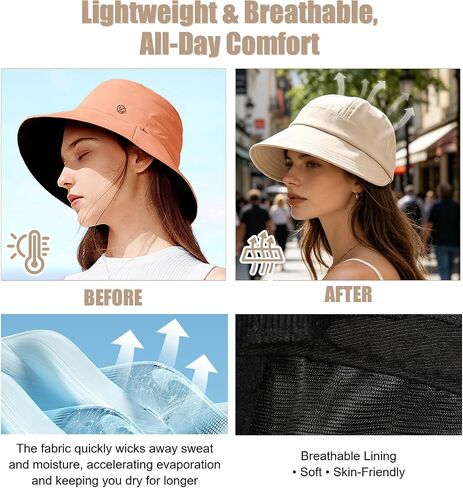 Wide Brim Baseball Cap for Women & Men, UPF Sun Protection Adjustable Hat for Hiking, Camping, Beach in Kuwait