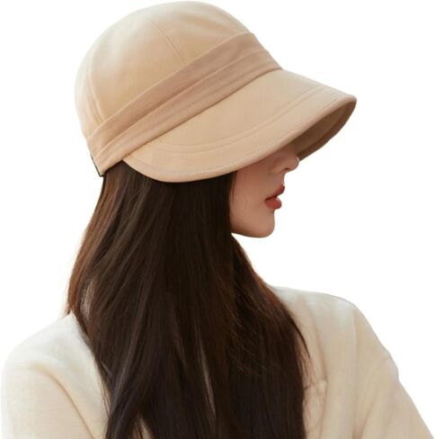 Women Autumn Winter Visor Hats Wide Brim Warm Adjustable Peaked Caps Soft Fashionable Lady Fedora in Kuwait